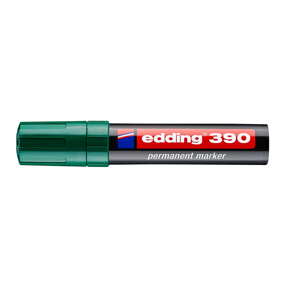 Marker permanent Edding 390, corp plastic, varf retezat 4-12 mm, verde Marker permanent Edding 390, corp plastic, varf retezat 4-12 mm, verde
